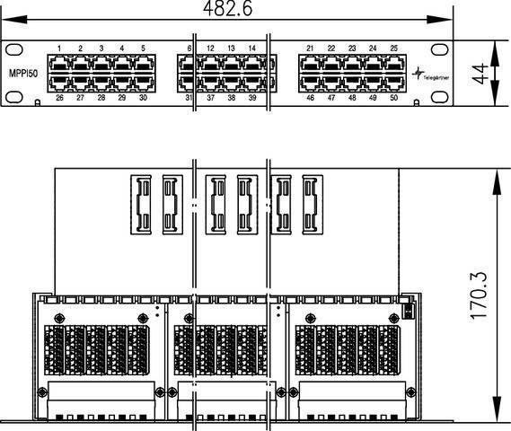 Telegärtner 19Z ISDN-Panel 1HE 100007039-2