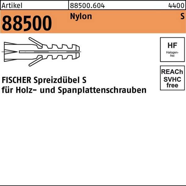 Dübel R 88500 S 12x 60/10 Nylon 25 Stück FISCHER