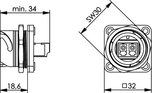 TELEGÄRTNER STX V1 Flanschset, LC-D Kupplung MM-1