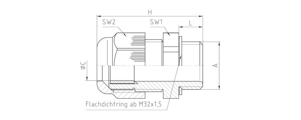 Jacob Verschraubung 50.625PA/SW schwarz M25x1,5-2