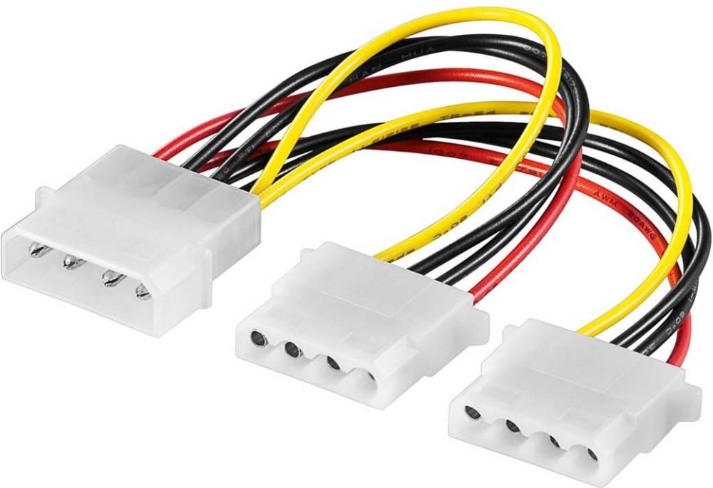 Goobay PC Y Stromkabel/Stromadapter 5.25, 1x Stecker zu 2x Buchse HDD/5,25 Zoll-Stecker (4-Pin) > 2x HDD/5,25 Zoll-Buchs-0