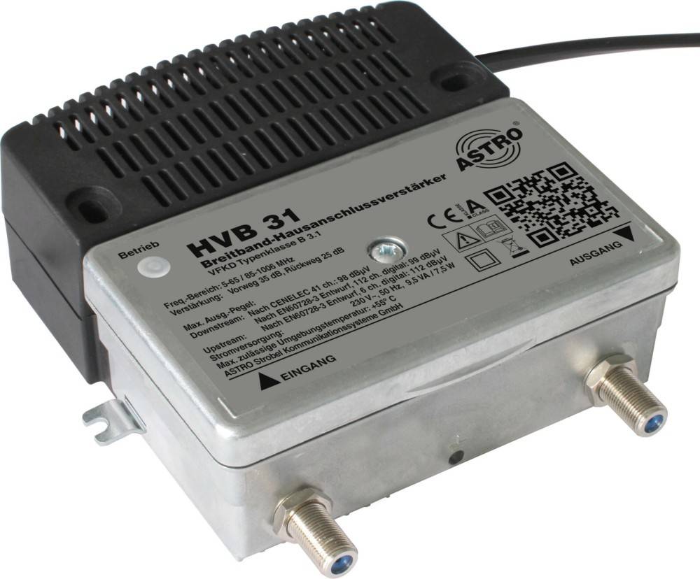Astro Strobel Breitbandverstärker mit 65 MHz Rückweg HVB 31-1
