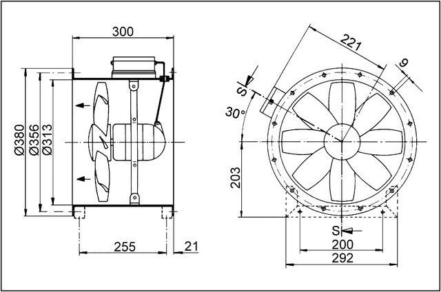 Maico Axial-Rohrventilator Drehstrom 1130cbm/h DZ-3