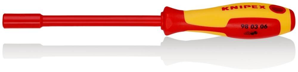 KNIPEX 98 03 06 Steckschlüssel mit Schraubendreher-Griff isolierender Mehrkomponenten-Griff, VDE-geprüft brüniert 232 mm-1