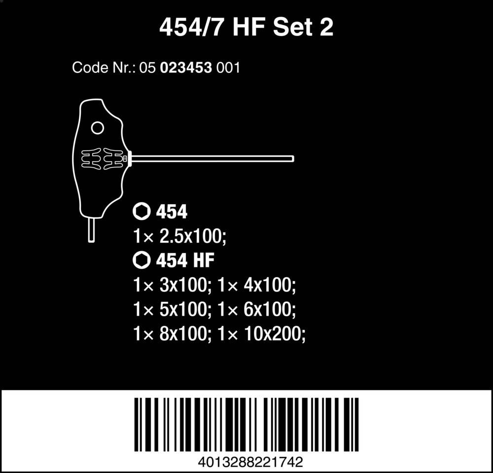 Wera 454/7 HF Set 2 Schraubendrehersatz Quergriff-Schraubendreher Hex-Plus mit Haltefunktion - 05023453001-2