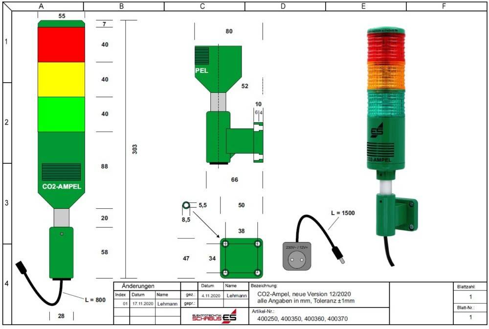 Schabus Medical Luftgütesensor mit internem Sensor netzbetrieben detektiert Kohlendioxid-2
