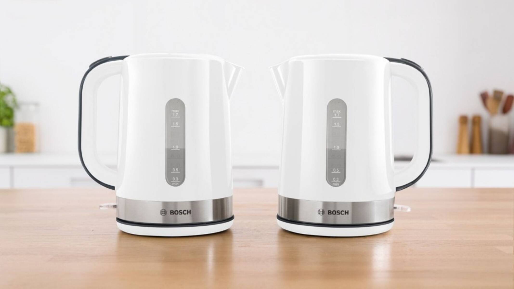 Bosch Haushalt TWK6A511 Wasserkocher schnurlos, Überhitzungsschutz Weiß, Dunkelgrau Fassungsvermögen: 1.7 l-1