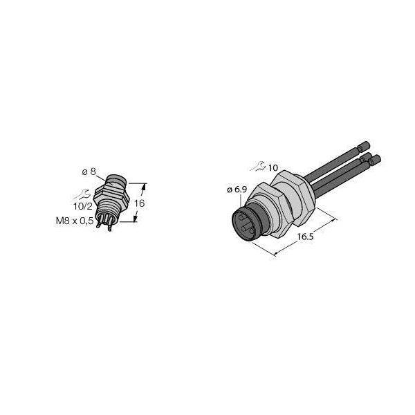Turck 6934788 Sensor-/Aktor-Steckverbinder M8 Flanschstecker Polzahl Sensoren: 4 1 St.-0