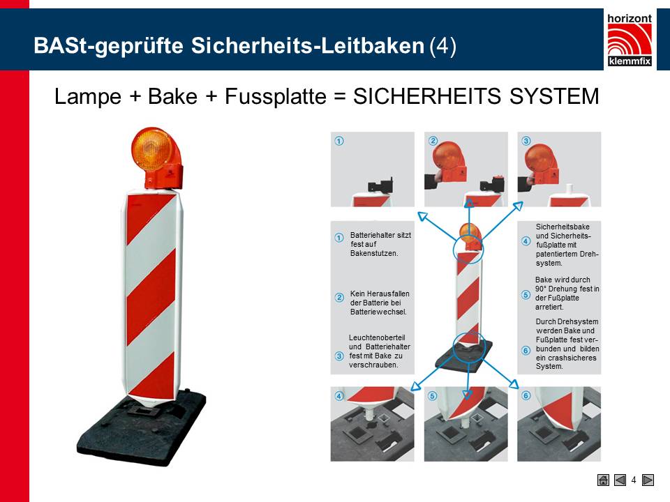 Leitbake / Warnbake, SD System, BASt-geprüft, Folie RA1 oder RA2-2