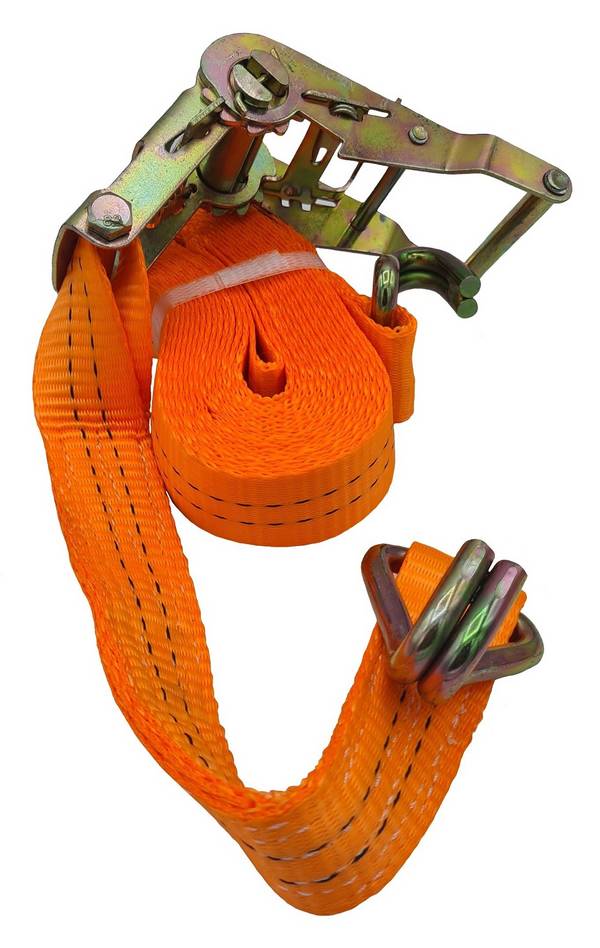Spanngurt Zurrgurt mit Ratsche 2-teilig 2000 kg (1000 daN) Spitzhaken 35 mm breit 6 m lang orange