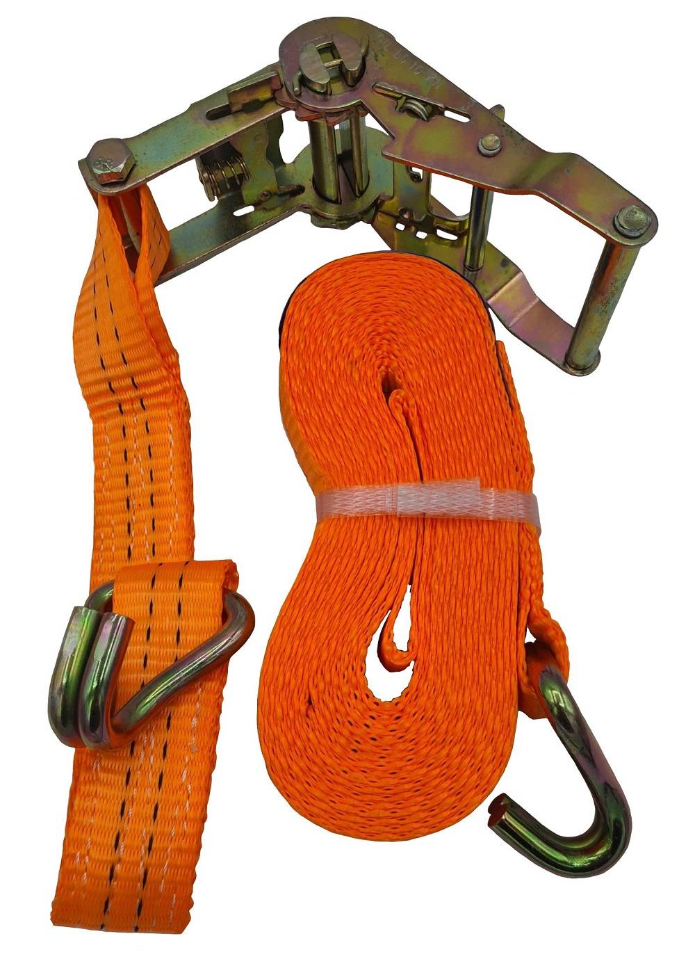 Spanngurt Zurrgurt mit Ratsche 2-teilig 2000 kg (1000 daN) Spitzhaken 35 mm breit 6 m lang orange-1