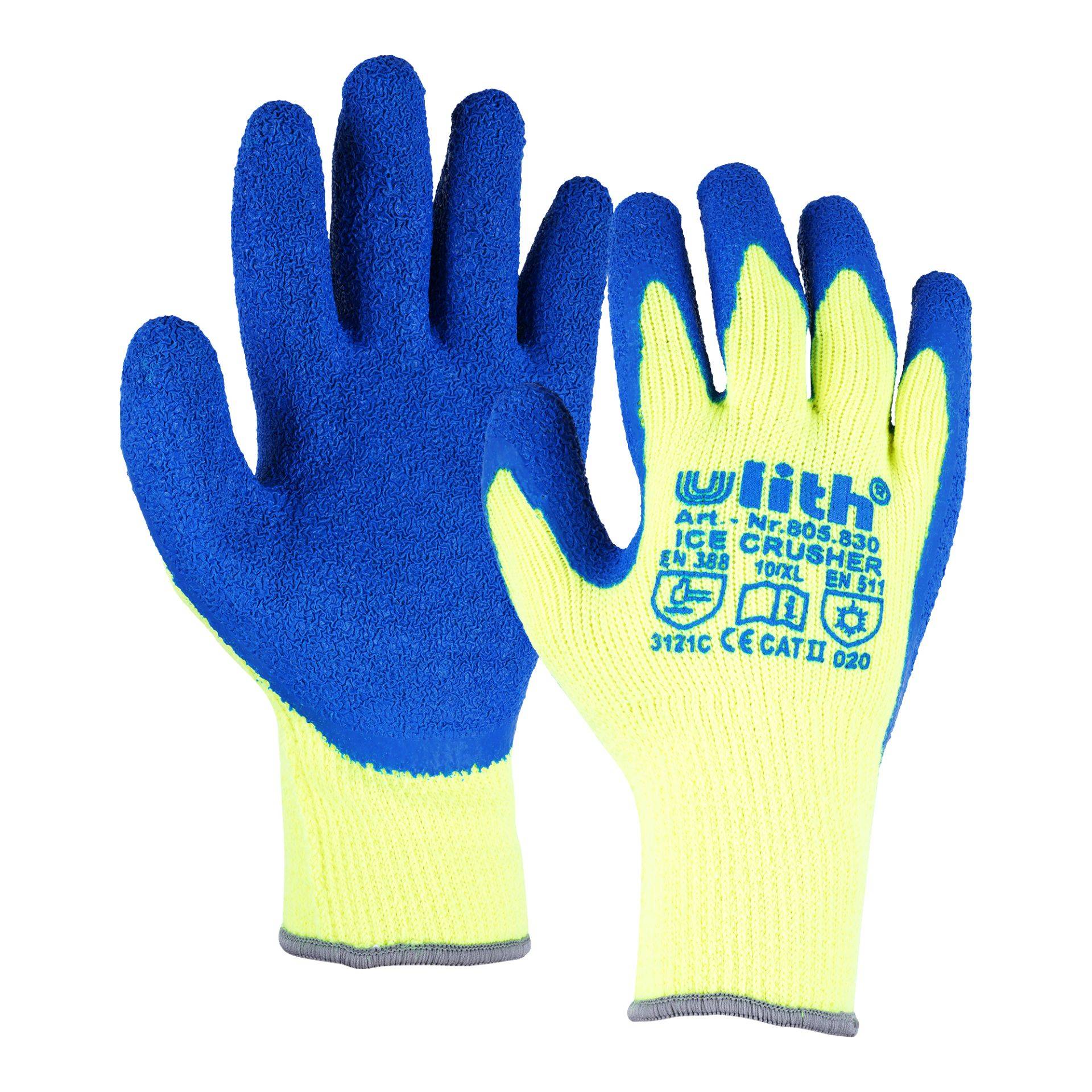 ULITH Arbeitshandschuh Winterhandschuhe ICE-CRUSHER mit schrumpfgerauter Latex-Beschichtung Gr. 10-1