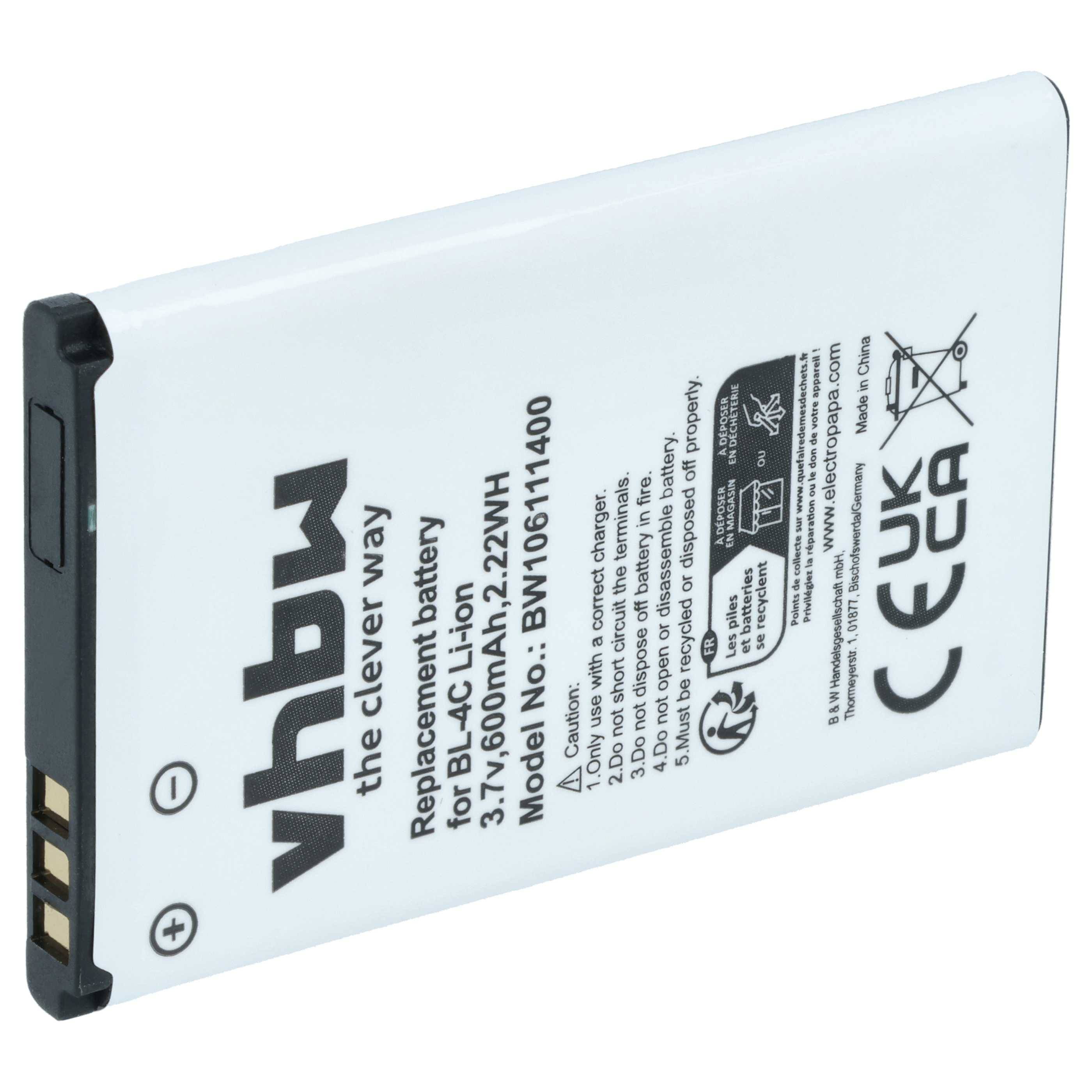 vhbw 2x Akku kompatibel mit Doro 2414 | 1378, 1380, DFC-0160, 1382, 1385, 2424, 1355 Handy Smartphone Telefon (600 mAh-1