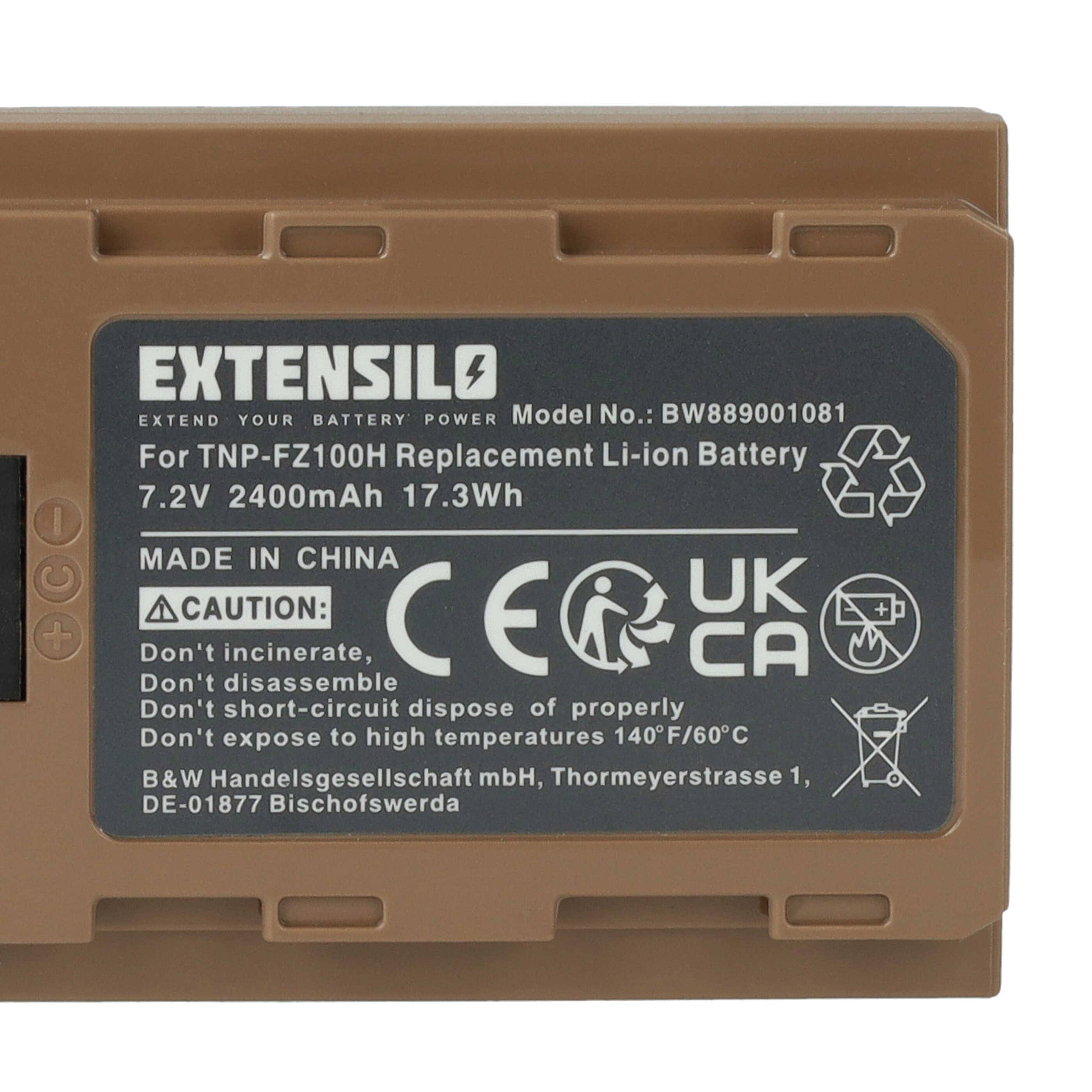 EXTENSILO Akku kompatibel mit Sony Alpha ILCE-9 | ILCE-7SM3, ILCE-9M2 Kamera (2400 mAh, 7,2 V, Li-Ion), USB-C Buchse-3