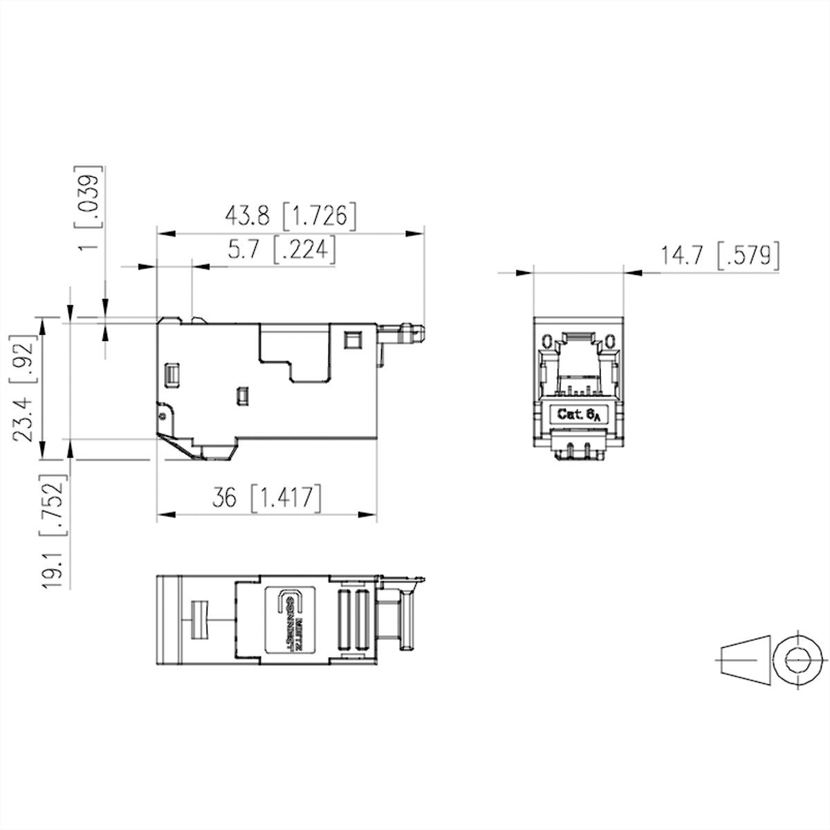Metz Connect 130910-Z RJ45-Einbaumodul E-Dat, Modul-Steckgesicht CAT 6a 1 St.-2