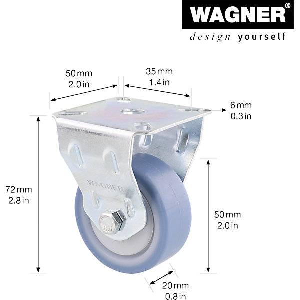 Apparate-Bockrollen DELUXE Rad-Ø 50 mm VE 4 Stk Bockrolle. Wagner System GmbH 74730549-1