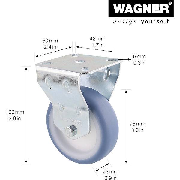 Apparate-Bockrollen Rad-Ø 75 mm VE 4 Stk Bockrolle. Wagner System GmbH 74739449-1