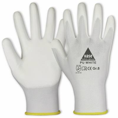 HASE SAFETY GLOVES Arbeitshandschuhe PU, PU white, EN 388, EN 420, weiß, Größe 10-0