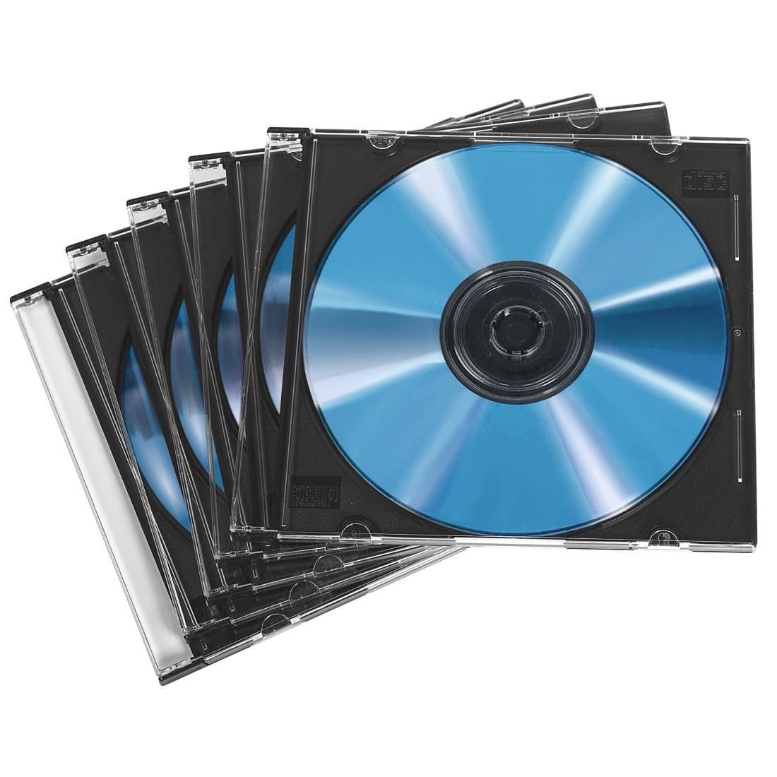 hama 00051269 CD-Leerhülle Slim, 50er-Pack, Transparent/Schwarz-1