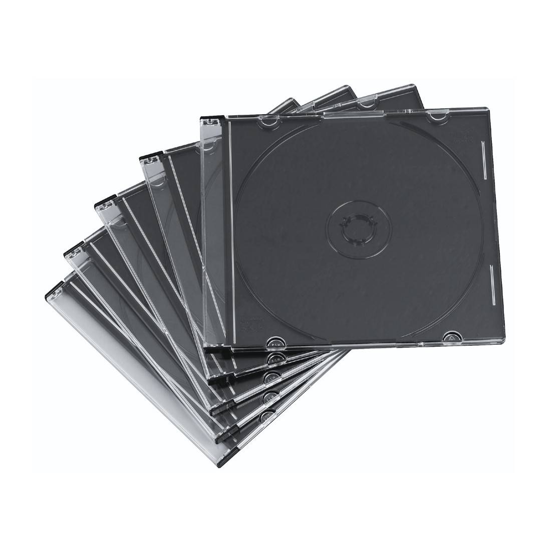 hama 00051269 CD-Leerhülle Slim, 50er-Pack, Transparent/Schwarz-2
