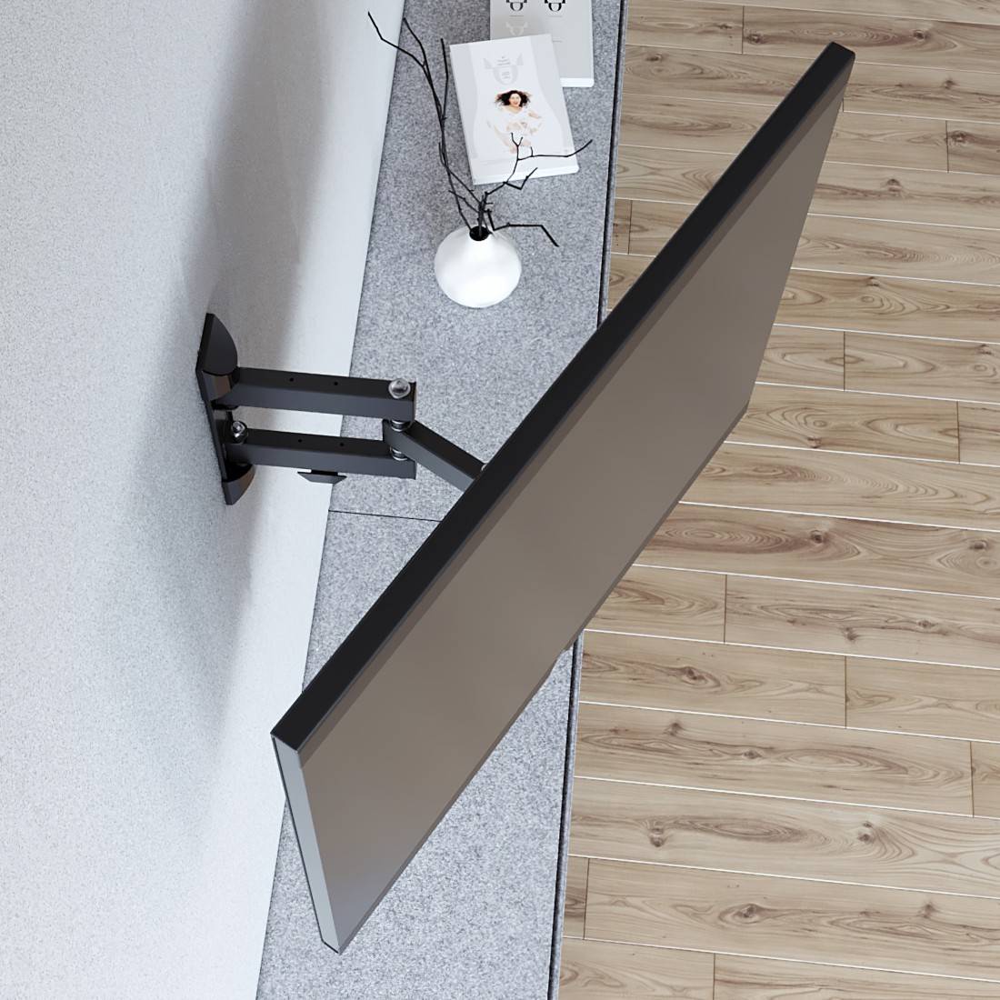 Befestigungskit (Wandbefestigung) - für LCD-Display - 20 kg - Stahl - Schwarz --2