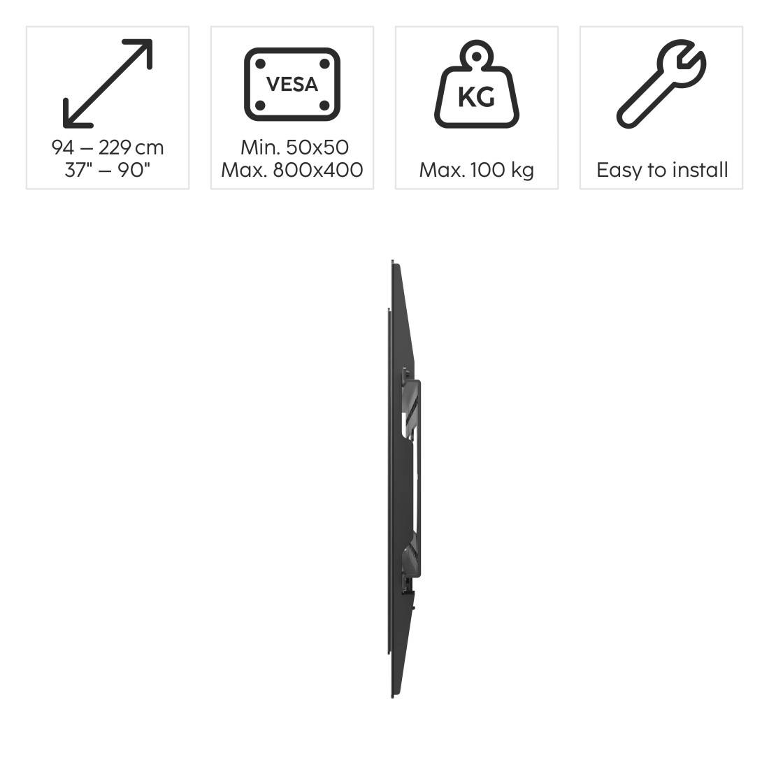 Hama FIX ""Strong"" - Klammer - für TV - Stahl - Schwarz - Bildschirmgröße: 94-229 cm (37""-90"")-1