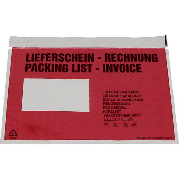 Recycling-Dokumententaschen PREMIUM LIGHT Lieferschein / Rechnung VE 250 Stk LxB 240 x 185 mm. TAKKT-0