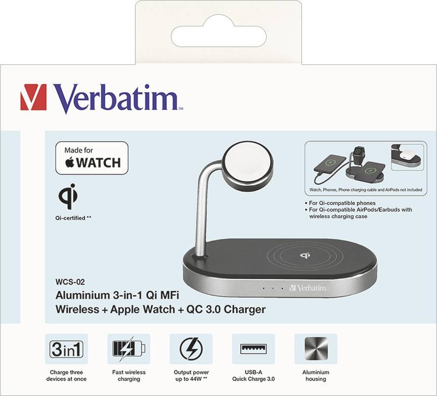 Verbatim Kabelloses Ladegerät - 3-in-1 + AC-Netzteil-0