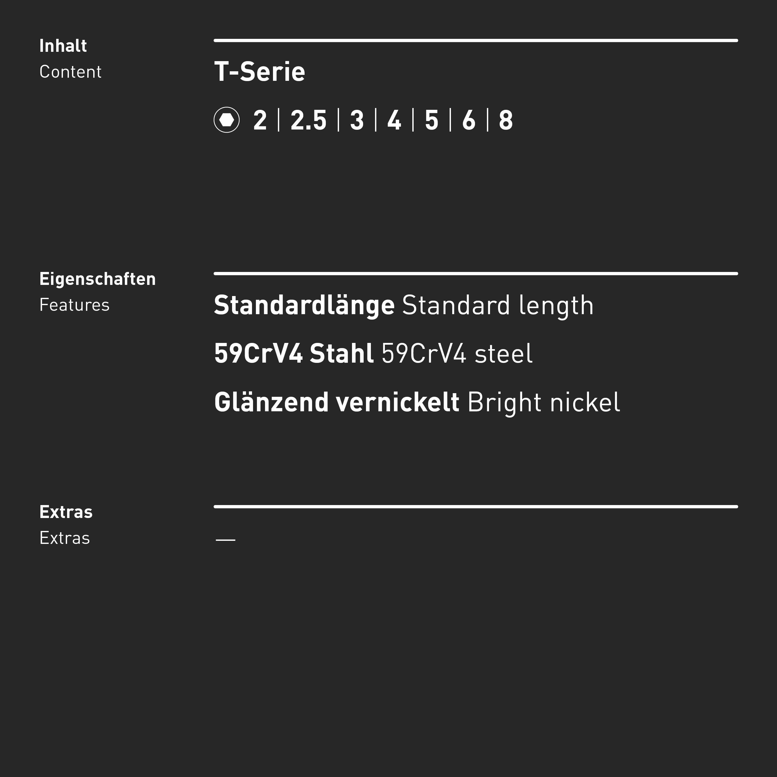 INBUS® Innen-Sechskant Schraubendreher-Set mit T-Griff 2 bis 8 mm | 8teilig - Made in Germany-2