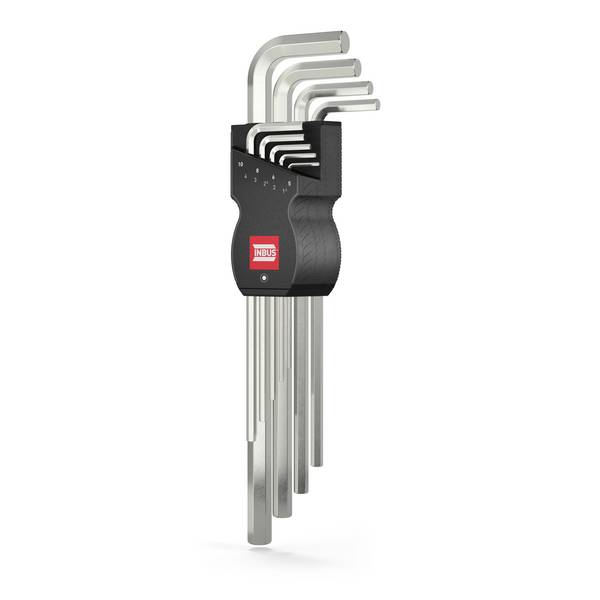 INBUS® Innen-Sechskant Winkelschraubendreher-Set 1.5 bis 10 mm | extra lang - 9teilig - Made in Germany