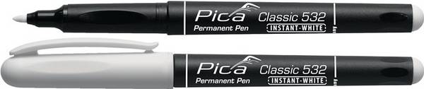 Permanentmarker INSTANT WHITE weiß Strich-B.1-2mm Stift m.Clip PICA