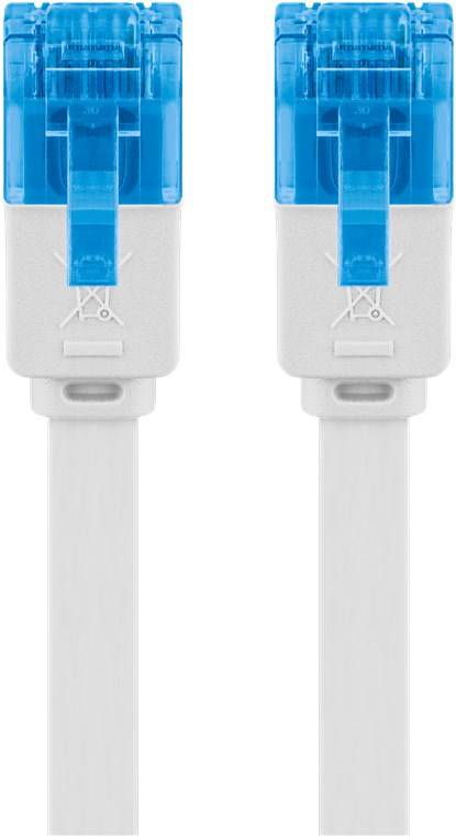Goobay 96303 CAT 6A Flachkabel Netzwerkkabel RJ45 Stecker 500 MHz Kupfer Patchkabel Ethernet LAN Kabel U/UTP Weiß 0,5m-3