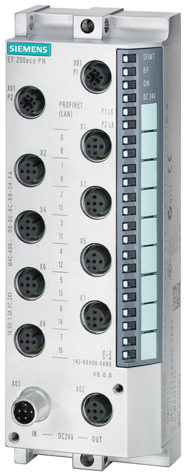 Siemens 6ES7147-6BG00-0AB0 - SIMATIC DP, ET 200ECO PN, 8 DIO DC 24V/1,3A, 8xM12