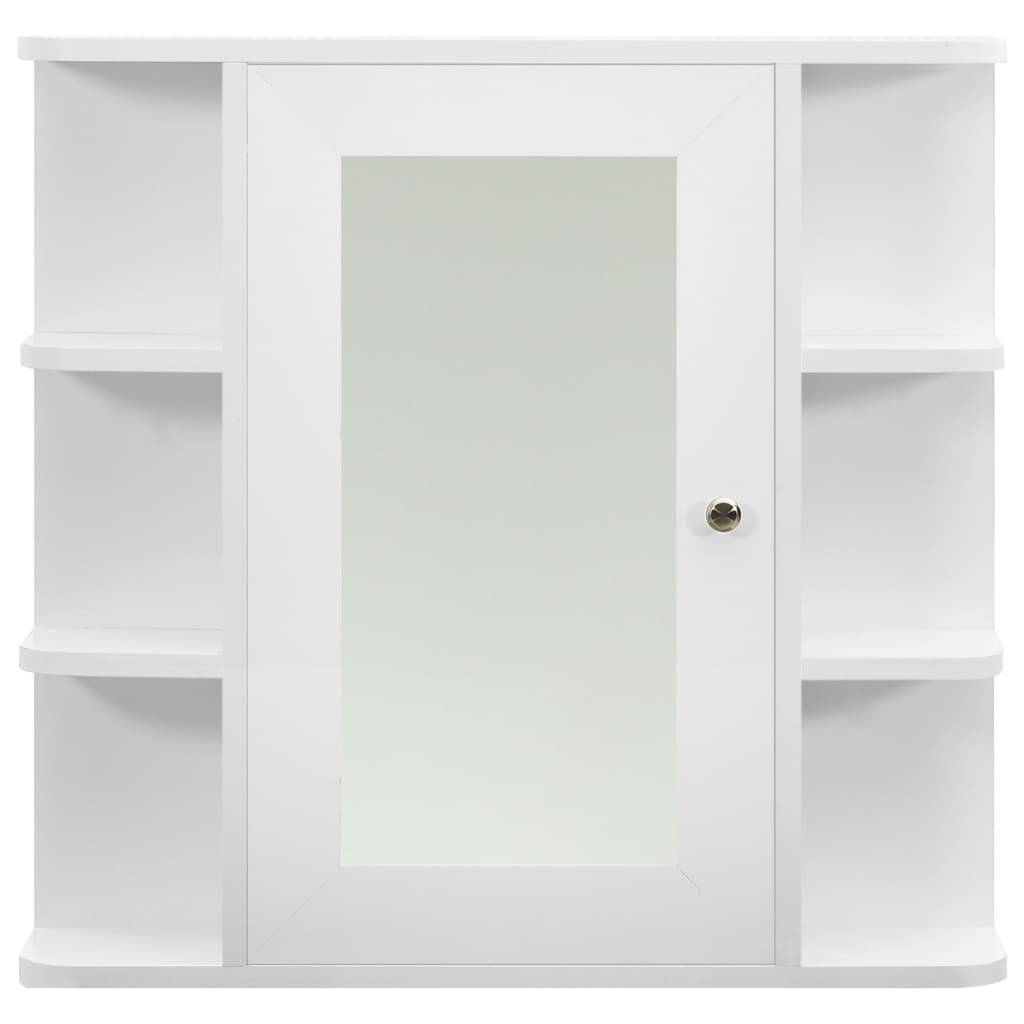 vidaXL Bad-Spiegelschrank Weiß 66x17x63 cm MDF-1