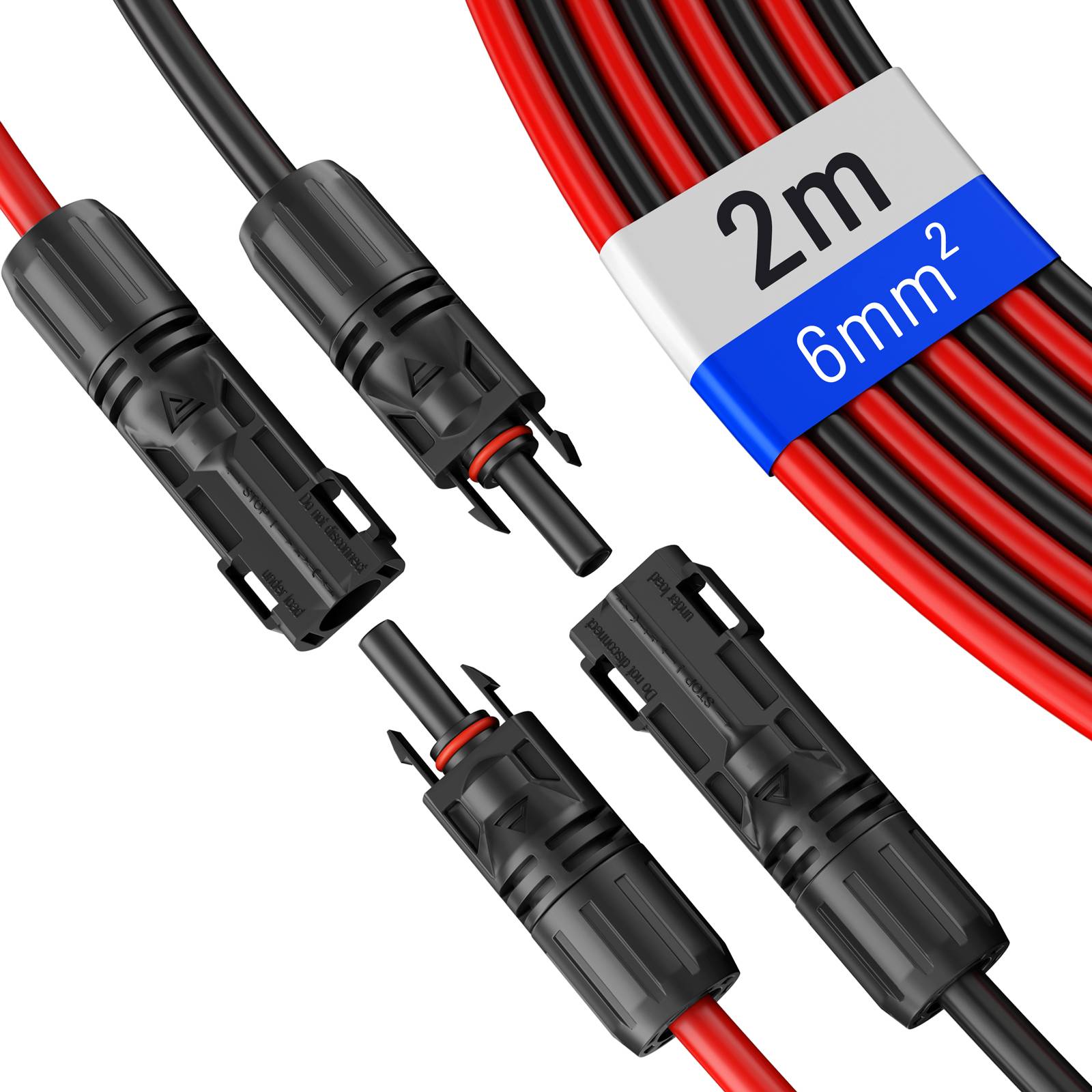 hb-digital 2x 2m Solarkabel 6mm2 mit Solar Stecker Solar Verlängerungskabel 6 mm²-0