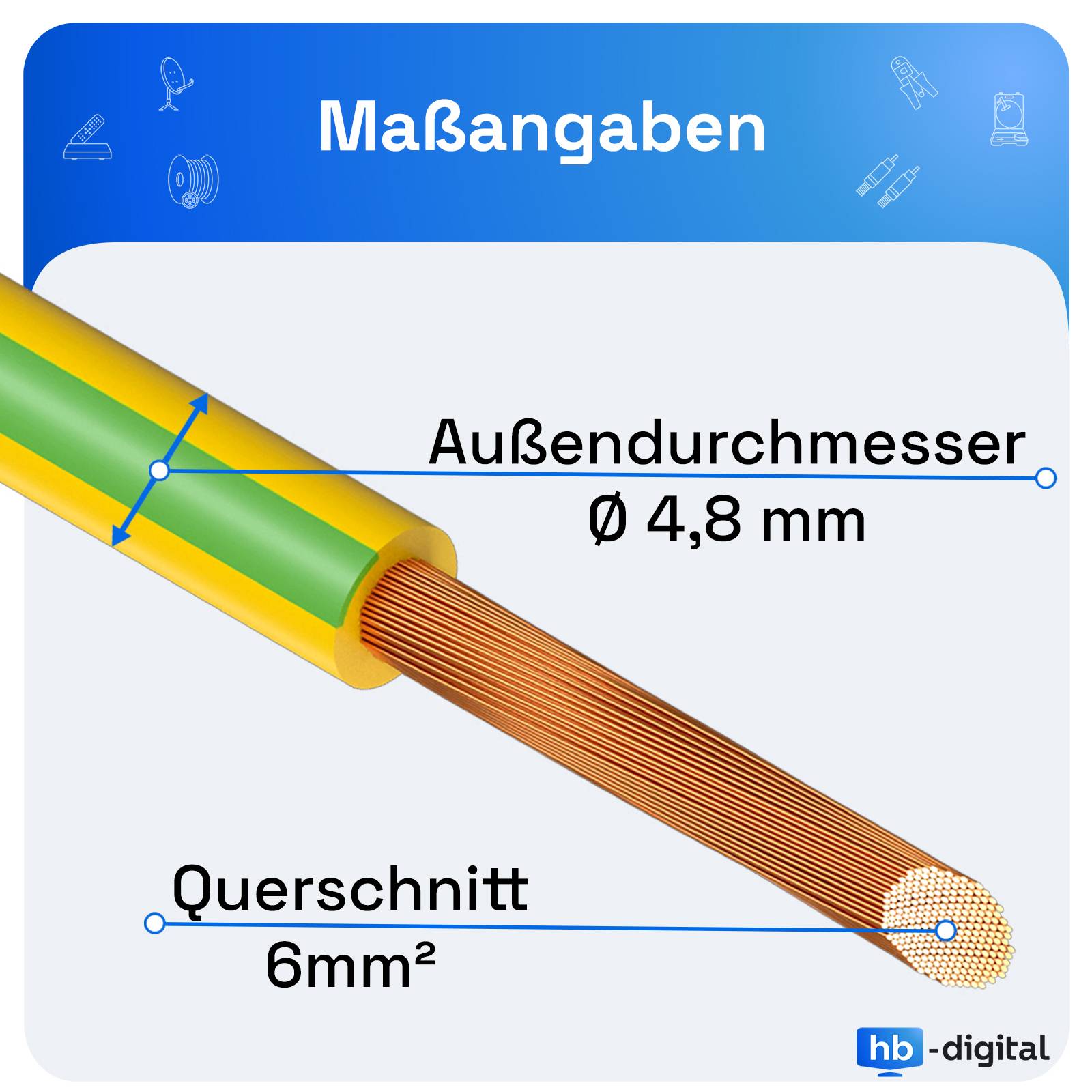 hb-digital Erdungskabel 6mm2 flexibel 20m PVC Aderleitung H07V-K für PV Anlagen-1
