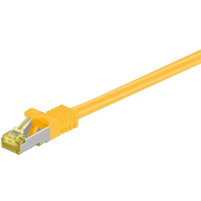 Goobay 91566 RJ45 Patchkabel CAT 6A S/FTP (PiMF) mit CAT 7 Rohkabel Netzwerkkabel 500 MHz Internetkabel Gelb 0,25m-0