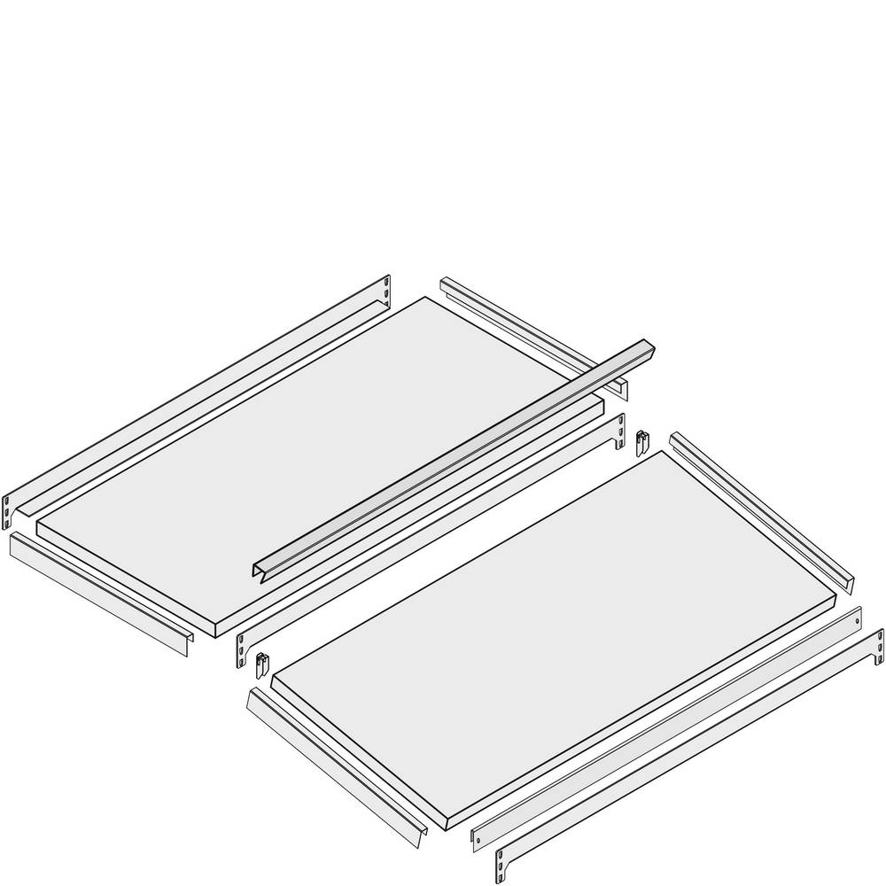 Zusatzebene Set / Fachboden 1000x500 gerade/schräg 100kg Seit.Führung verzinkt-0