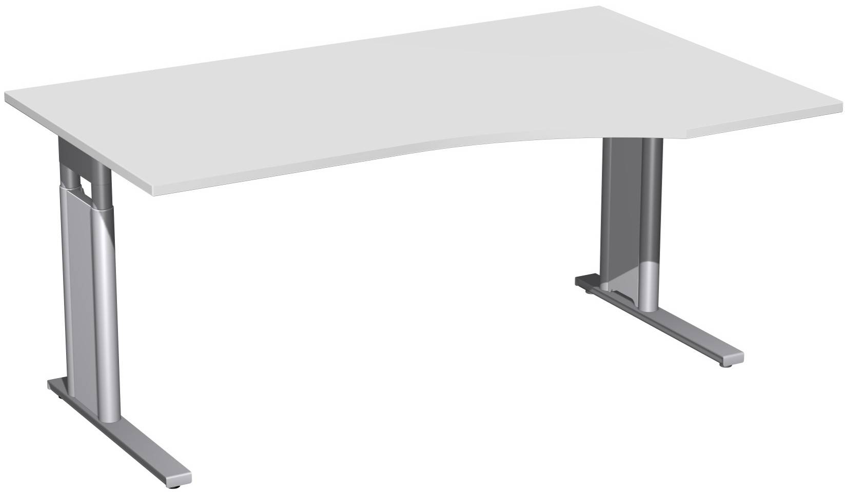 Geramöbel PC-Schreibtisch rechts höhenverstellbar, C Fuß Blende optional, 1600x1000x680-820, Lichtgrau/Silber-0