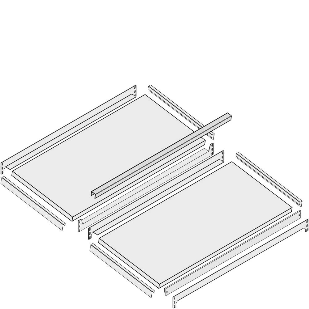Zusatzebene Set / Fachboden 1300x600 schräg/schräg 100kg Seit.Führung verzinkt-0