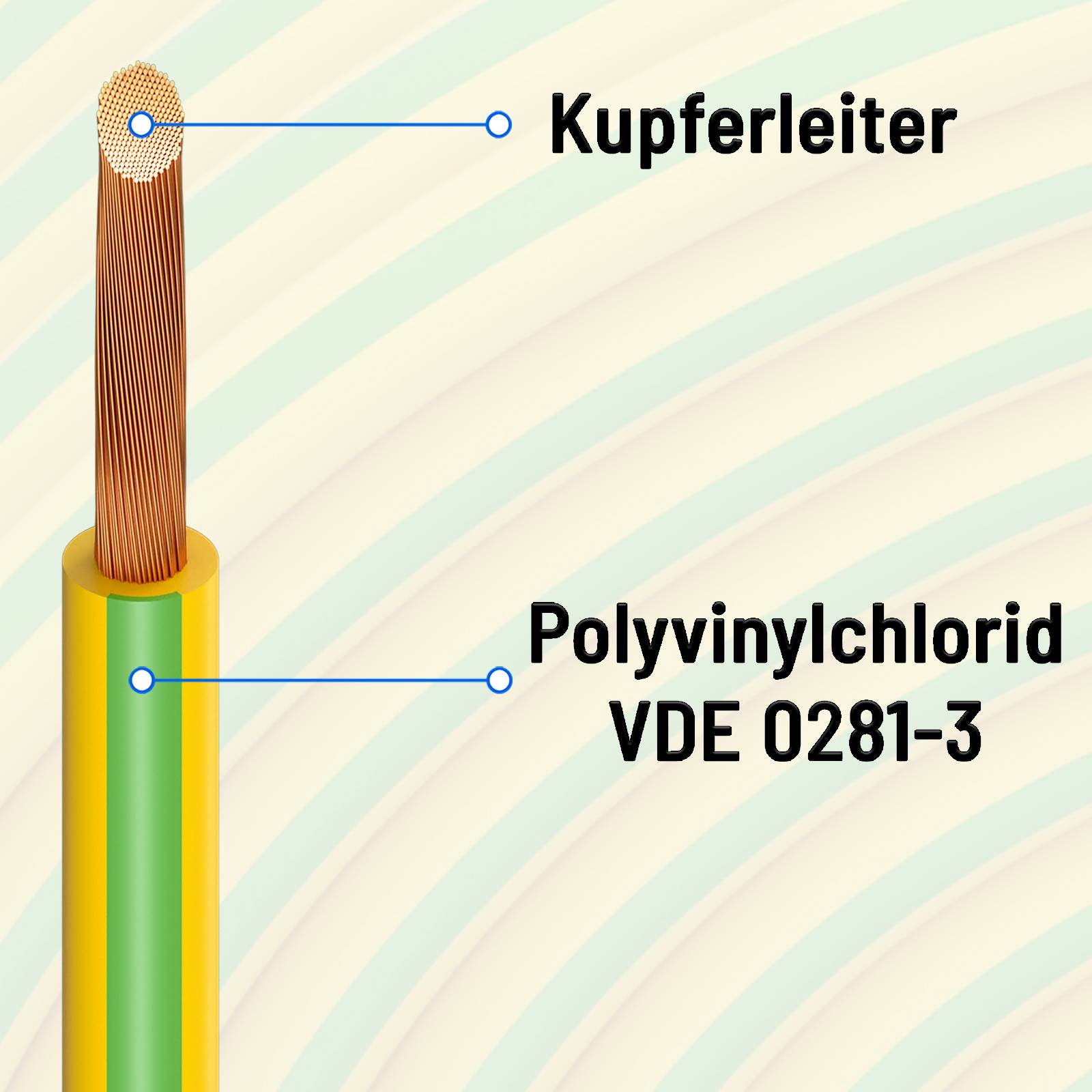 hb-digital Erdungskabel 10mm2 flexibel 15m PVC Aderleitung H07V-K-2