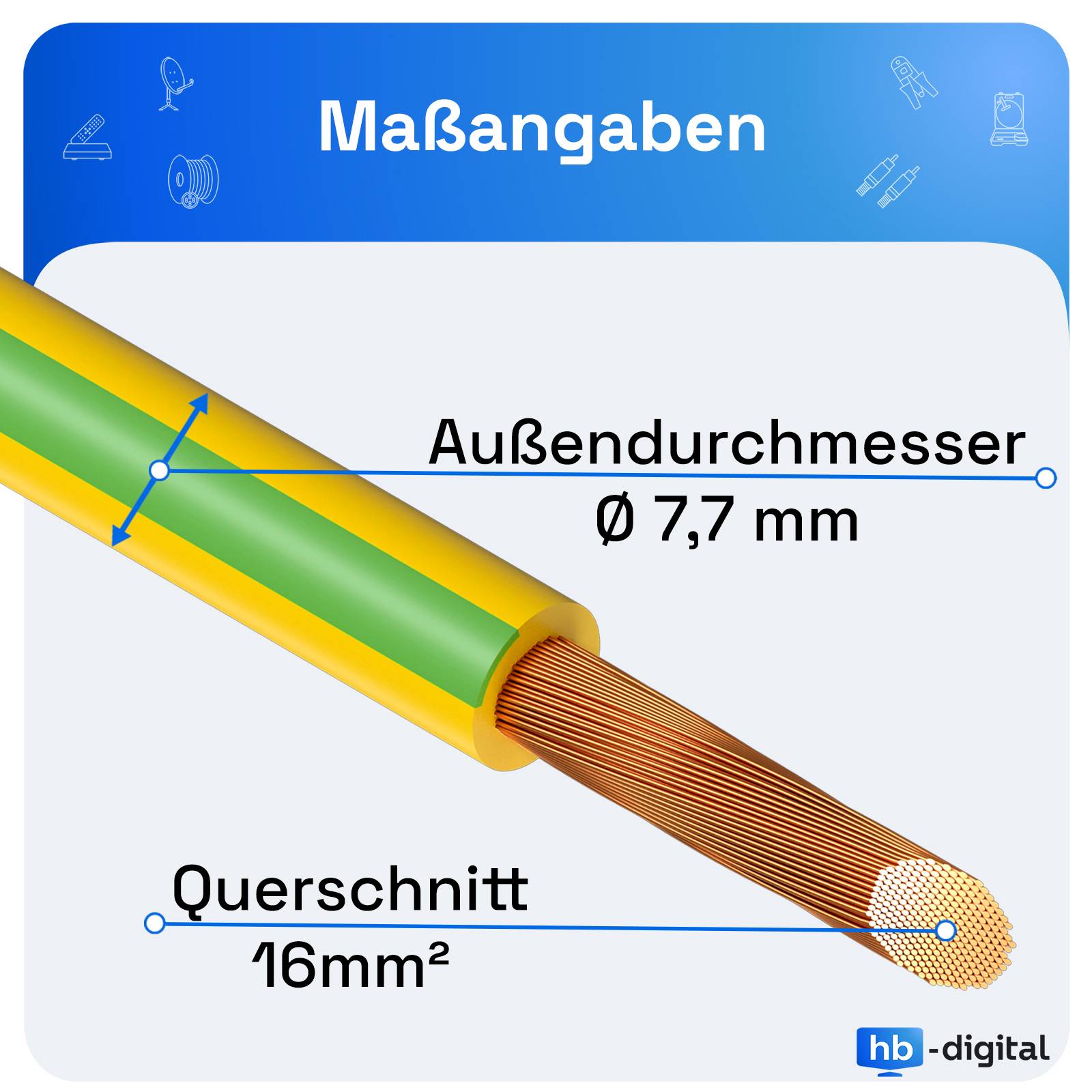 hb-digital Erdungskabel 16mm2 flexibel H07V-K PVC Aderleitung 20m-2