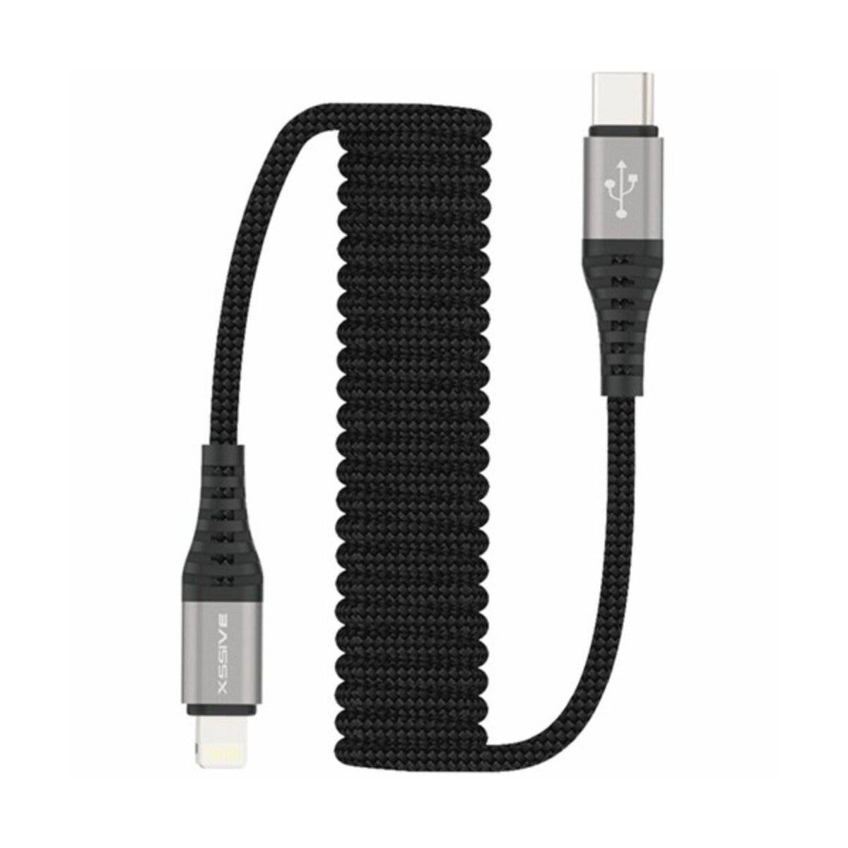 1,5 m Spiral Ladekabel und Datenkabel Kompatibel mit IOS Strechable geflochten-0