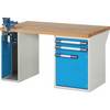 Werkbank mit Schraubstockschrank Baukastensystem Serie 7000 1 Standcontainer mit 2 Schubladen + Tür 1