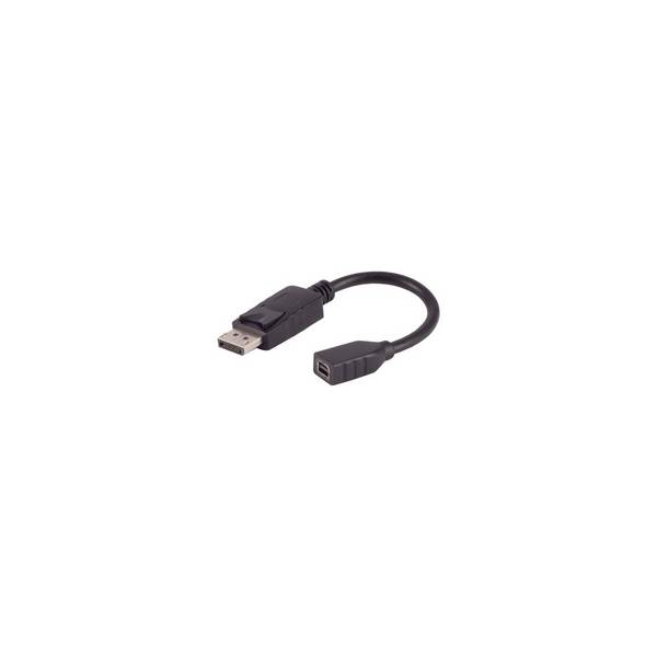 DisplayPort 1.2 Adapter Konverter DP Stecker auf Mini DisplayPort Buchse 4K 60Hz 21,6 Gbit/s Schwarz 0,2m