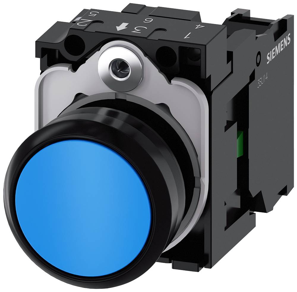 Siemens 3SU1100-0AB50-1BA0 - Drucktaster, 22 mm, rund, Kunststoff, blau, Druckk