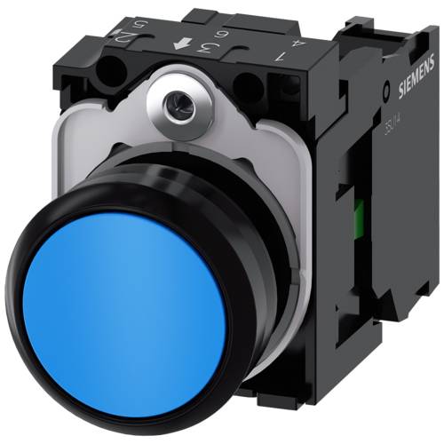 Siemens 3SU1100-0AB50-1BA0 - Drucktaster, 22 mm, rund, Kunststoff, blau, Druckk