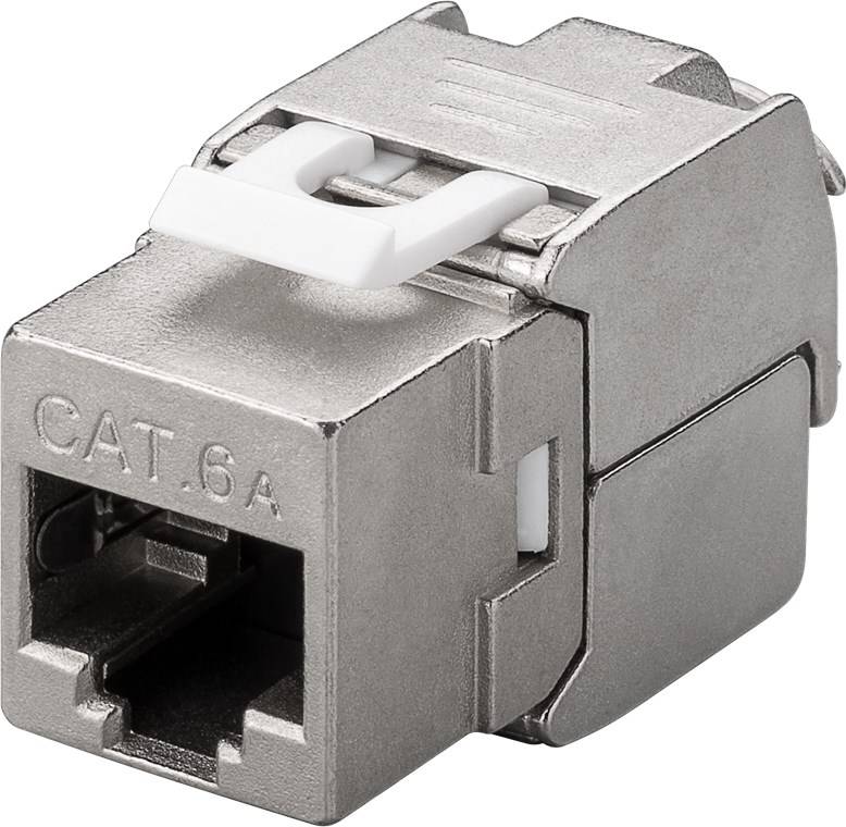 Goobay 90864 Keystone Modul RJ45 Buchse / CAT 6A Netzwerkstecker 500 MHz / STP Ethernet Buchse 8P8C / LSA Montage / Zink-0