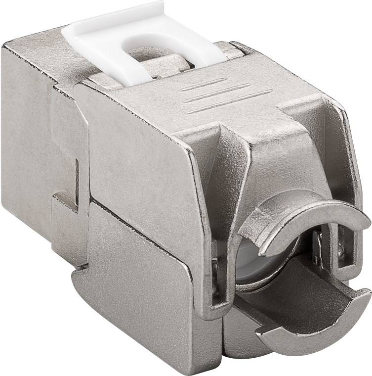 Goobay 90864 Keystone Modul RJ45 Buchse / CAT 6A Netzwerkstecker 500 MHz / STP Ethernet Buchse 8P8C / LSA Montage / Zink-1
