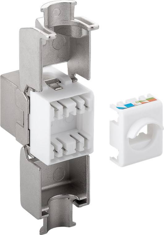 Goobay 90864 Keystone Modul RJ45 Buchse / CAT 6A Netzwerkstecker 500 MHz / STP Ethernet Buchse 8P8C / LSA Montage / Zink-2